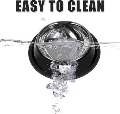 2 Pcs Non-Slip Stainless Steel Small Cat Food Bowls - Unbreakable, Thicken 13 Oz Cat Dishes - Indoor, Removable Rubber Base, Easily Clean, Lovely Color