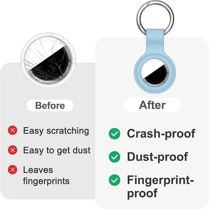 Case for AirTag 2nd Gen (2026) & 1st Gen, Silicone Holder Keychain Key Ring, Protective Cover for Apple for Air Tags, GPS Finder Accessories for Bags, Pets, Kids, Luggage, Grey Blue