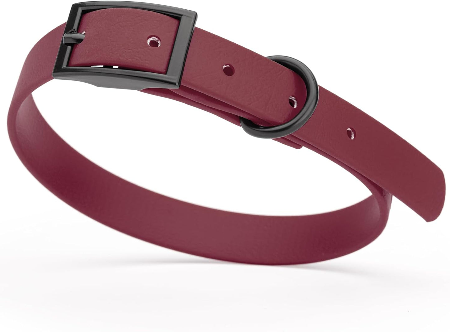 Dogline Biothane Waterproof Dog Collar Strong Coated Nylon Webbing with Black Hardware Odor- Proof for Easy Care Easy to Clean High Performance Fits Small Medium or Large Dogs, Merlot Burgundy
