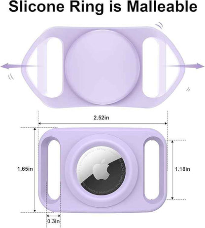 SANKALA Airtag Dog Collar Holder, [2 Pack] Waterproof Dog Airtag Holder, Silicone Full Body Covered Anti-Lost Protective Apple Air Tag Holder for Pet Collar - Fits All Width Collars, Purple