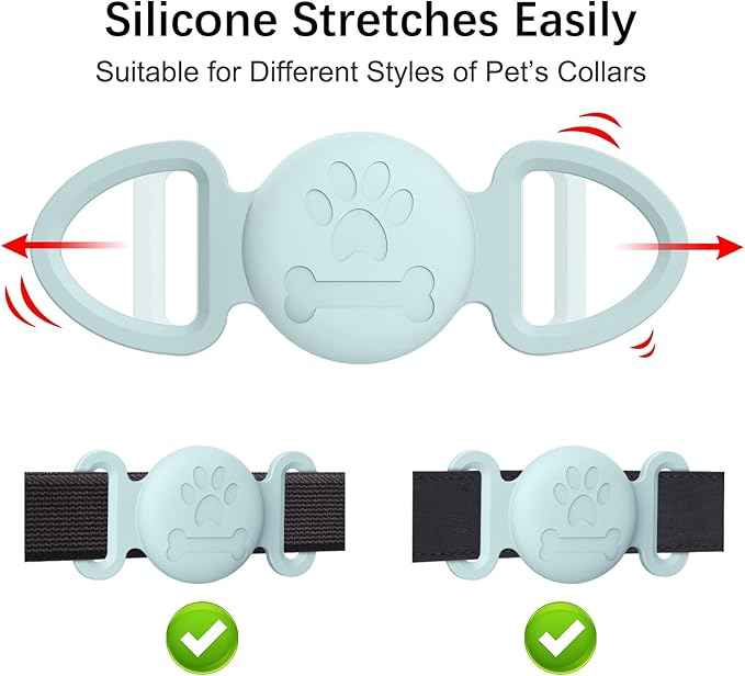 2 Pack Case for Airtag Dog Cat Collar Holder, Soft Silicone Anti-Lost Waterproof Protective Case Compatible with Apple Airtag, for Pet Dog Cat Collars Holder
