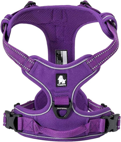TRUE LOVE Adjustable No-Pull Dog Harness Reflective Pup Vest Harnesses Comfortable Control Brilliant Colors Truelove TLH5651(Purple,L)