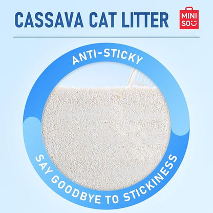 MINISO Clumping Cat Litter, Tofu+Bentonite+Cassava, Odor Control, Rapid Clumping, Water Absorbent and Toilet Flushable, Multi-Cat, Gardenia Style, 31.6lb (4 Pack of 7.9lb Bags)