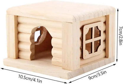 Hamster Cages Natural Wooden Hamster House Flat Top Cabin Hamster