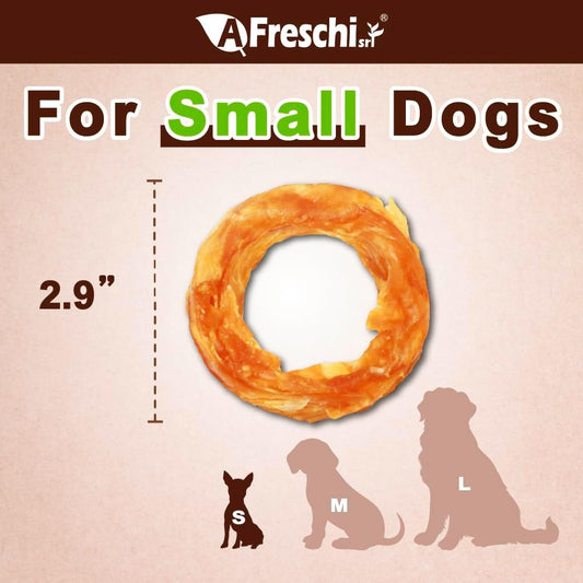 Afreschi Natural Turkey Tendon Ring (S) 40 Units/Box, Dog Treats for Signature Series, All Natural Human Grade Puppy Chew, USA-Sourced Turkey Tendon, Hypoallergenic, Rawhide Alternative