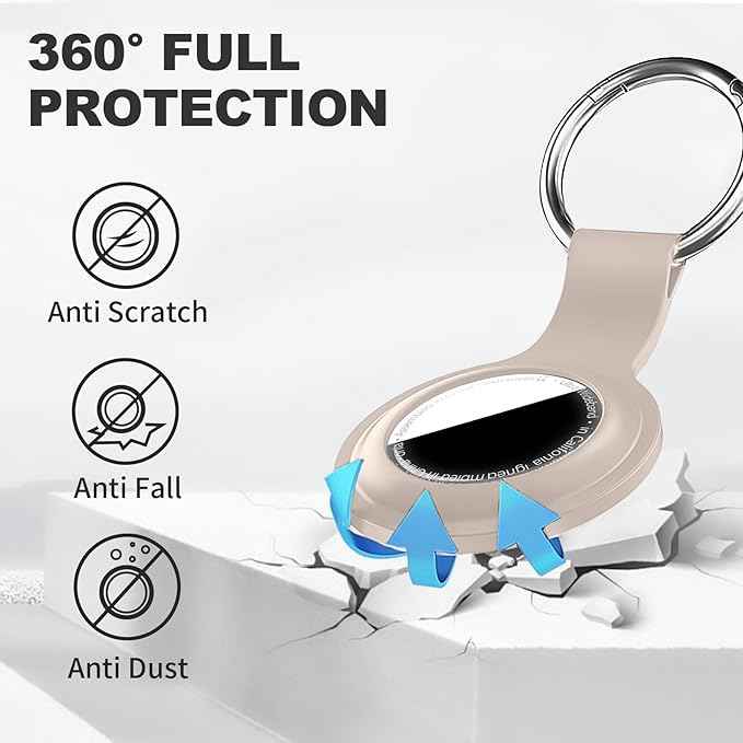 Case for AirTag 2nd Gen (2026) & 1st Gen, Silicone Holder Keychain Key Ring, Protective Cover for Apple for Air Tags, GPS Finder Accessories for Bags, Pets, Kids, Luggage, Milk Tea Color