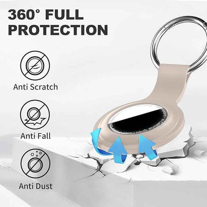 Case for AirTag 2nd Gen (2026) & 1st Gen, Silicone Holder Keychain Key Ring, Protective Cover for Apple for Air Tags, GPS Finder Accessories for Bags, Pets, Kids, Luggage, Milk Tea Color