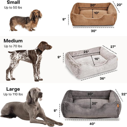 FUZI Luxury Aesthetic Dog Bed for Large Dogs with Washable Cover, Pet Couch, Pet Bed with Sides, Non-Slip Bottom, Soft and Durable Calming Dog Bed, Faux Rabbit Fur, Large 31.75x23.6x9.5 Light Brown