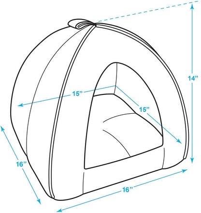 Best Pet Supplies Pet Tent-Soft Bed for Dog and Cat Beige Corduroy, 16" x 16" x H:14"