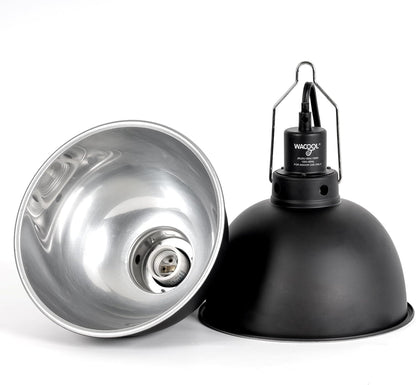 Reptile Light Fixture 2 Pack, 8.5 in Deep Dome Reptile Heat Lamp Fixture, Optical Reflection Terrarium Light Fixture for Reptile UVB UVA Heat Basking Bulbs, Separate Switch & Hook