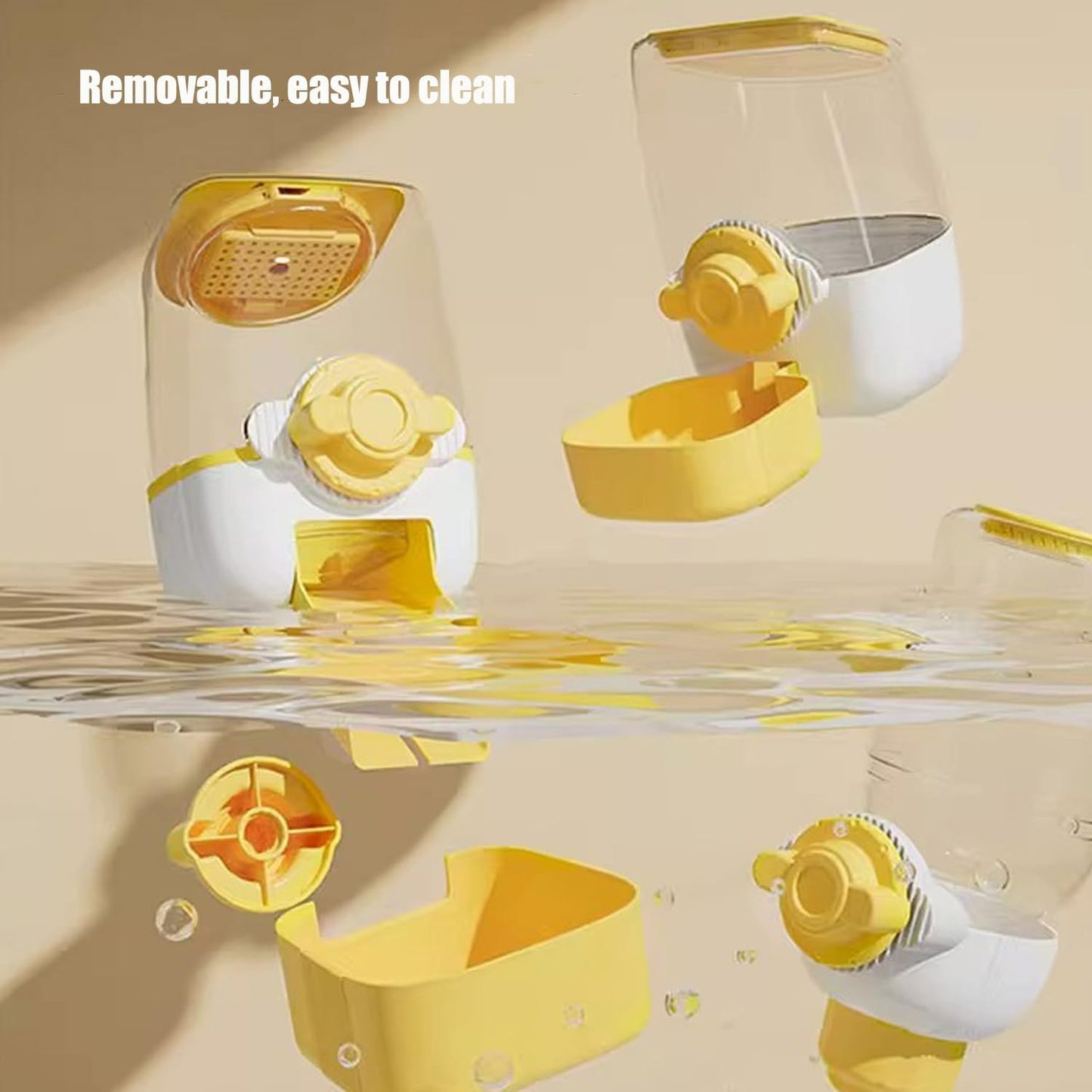 Pet Hanging Automatic Feeders Drinking Bowls，Gravity Rabbit Feeder and Water Set，Cage Cat Food Bowl Feeding Station for Puppy Kitten Chinchilla Hedgehog Guinea Pig Ferret (Yellow-Food)