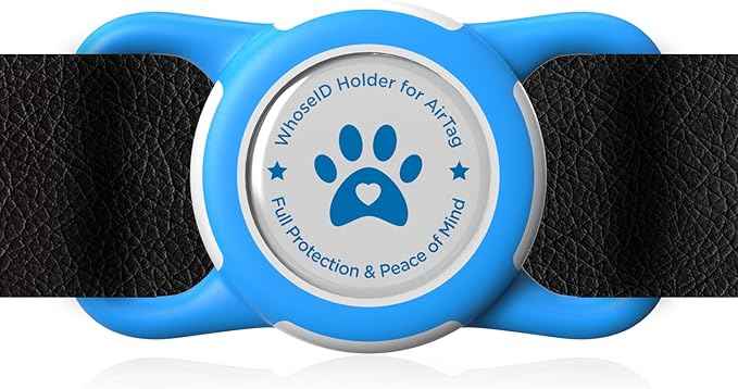Airtag Dog Collar Holder, Durable & Lightweight Airtag Case, Slide-on Waterproof Protective Air Tag Holder for Dog Collar - for Dogs and Cats (Blue, Medium)