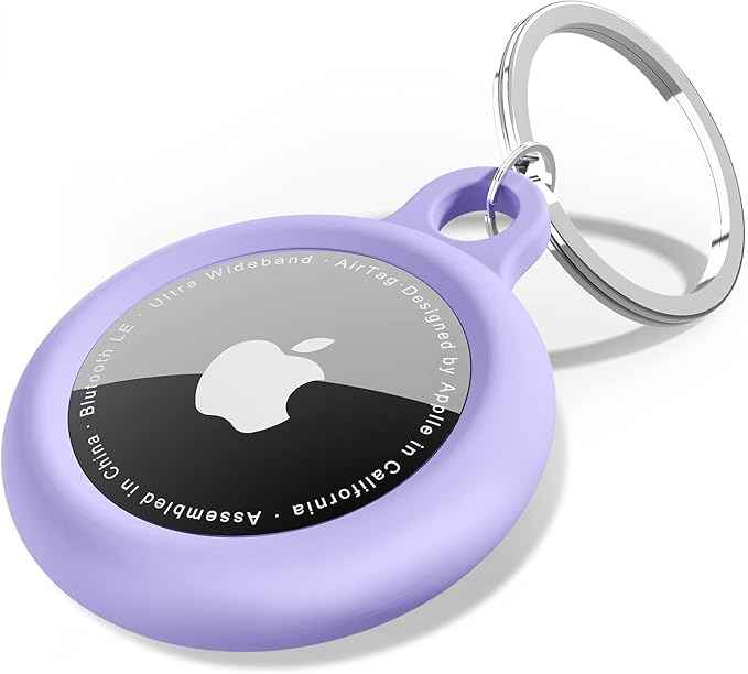 oakxco for Airtag Keychain Silicone, Airtag Holder with Key Ring, Air Tag Cover Cute Accessories for Kids, Luggage, Car Dog Collar, Car, Compatible with Apple Airtag Case Waterproof Tracker, Lavender