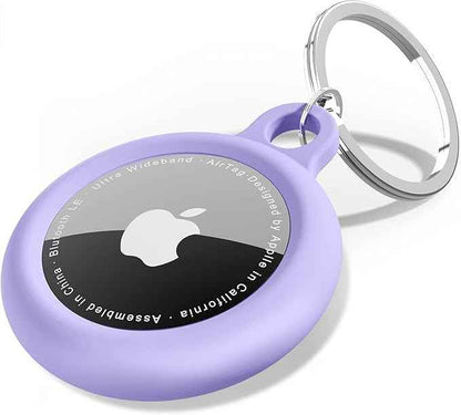 oakxco for Airtag Keychain Silicone, Airtag Holder with Key Ring, Air Tag Cover Cute Accessories for Kids, Luggage, Car Dog Collar, Car, Compatible with Apple Airtag Case Waterproof Tracker, Lavender