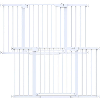 Cumbor 2 Pack 29.7-54.2" Baby Gate for Stairs, Mom's Choice Awards Winner-Auto Close Dog Gate for Doorways, Easy Install Pressure Mounted Pet Gate Indoor, Wide Safety Gate for Dog, White