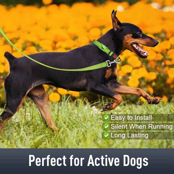 AirTag Dog Collar with AirTag Holder Compatible for Air Tag, Reflective Soft Padded, Safety Locking Buckle, Adjustable Nylon for Small Medium Large Dogs (Green,L)