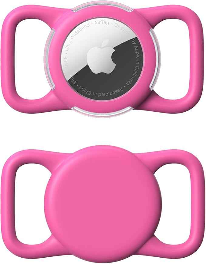 Waterproof Airtag Holder for Dog Collar, Soft Full-Body Protective Airtag Holder for Dog & Cat Collars, Ultra-Durable, Easy Installation, Lightweight Clear Airtag Case (Rose, Regular)
