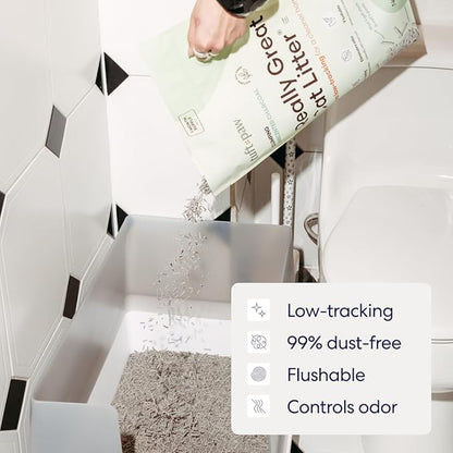 Tuft & Paw Really Great Cat Litter, Ultra Low Tracking Tofu Cat Litter, Clumping, Flushable, Odor Control, Dust-Free, Unscented - 9.25lbs x 2Bags (Charcoal)