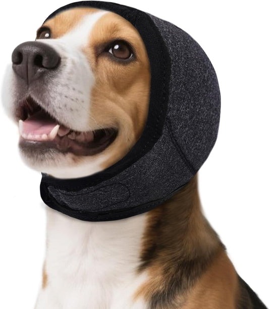 Dog Calming Hoodie, Dog Ear Muffs Noise Protection & Anxiety Relief, No Shake Ear Wraps for Dogs Quiet Ears Cover Headband for Fireworks Grooming Swimming Bathing Force Drying