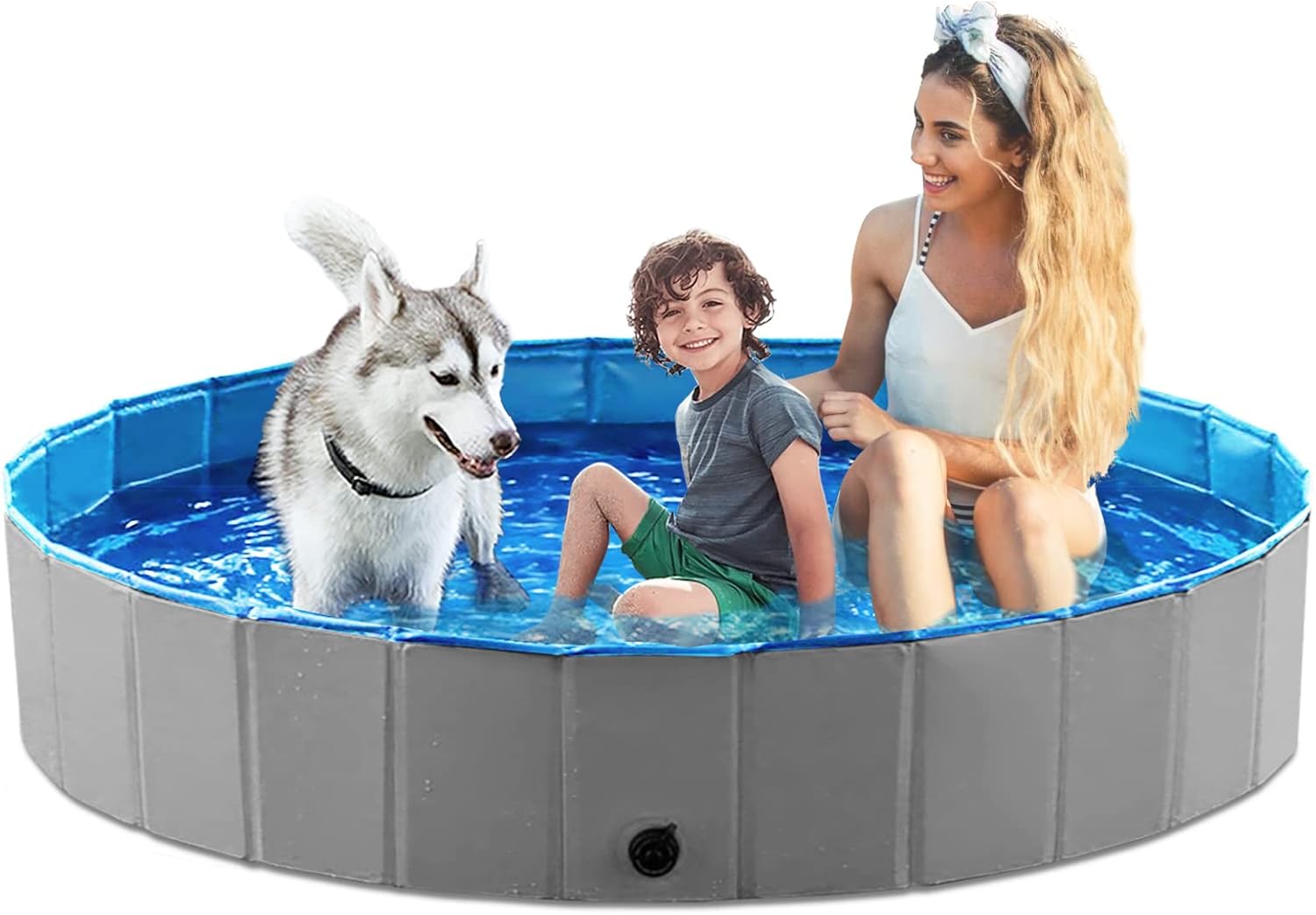 Jasonwell Foldable Dog Pet Bath Pool Collapsible Dog Pet Pool Bathing Tub Kiddie Pool Doggie Wading Pool for Puppy Small Medium Large Dogs Cats and Kids 71" Grey - Pawvie
