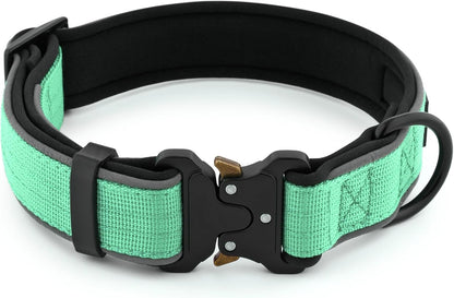 Plutus Pet Tactical Dog Collar, Reflective, Adjustable Heavy Duty Dog Collar, Soft Padded and Comfortable, for Small Medium and Large Dogs (Teal, XS)