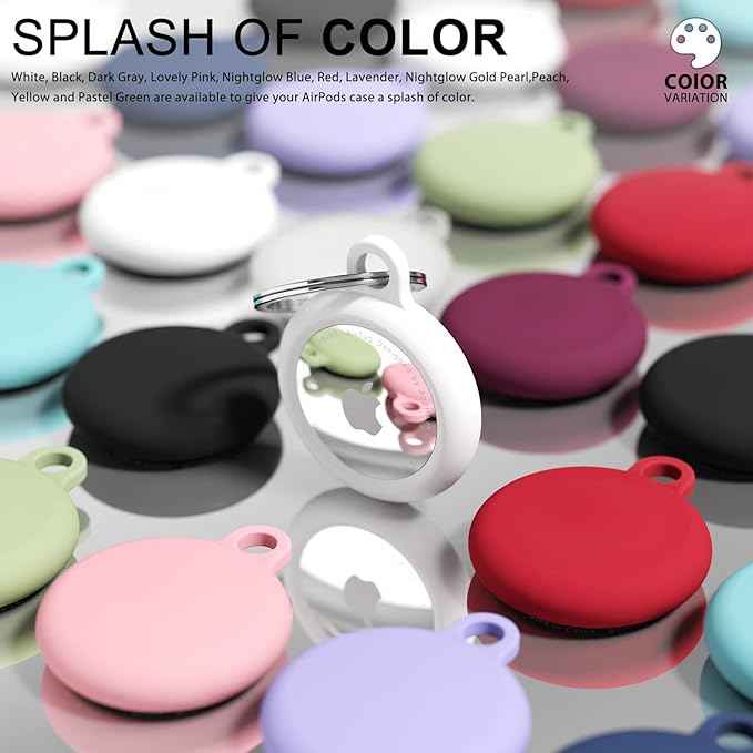 oakxco for Airtag Keychain Silicone, Airtag Holder with Key Ring, Air Tag Cover Cute Accessories for Kids, Luggage, Car Dog Collar, Car, Compatible with Apple Airtag Case Waterproof Tracker, White