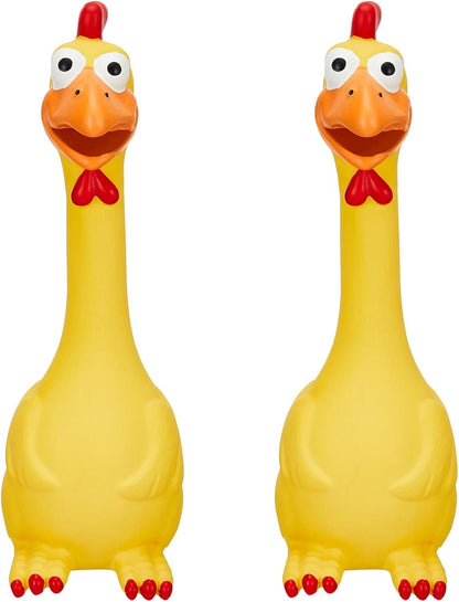Hungdao 2 Pcs Rubber Chicken Squeaky Dog Toy 11 Inches Horse Toys Latex Reduce Separation Anxiety Screaming Chicken Toy for Small, Medium or Large Horse Pet (Yellow)