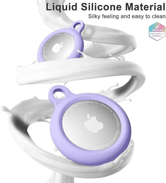 oakxco for Airtag Keychain Silicone, Airtag Holder with Key Ring, Air Tag Cover Cute Accessories for Kids, Luggage, Car Dog Collar, Car, Compatible with Apple Airtag Case Waterproof Tracker, Lavender