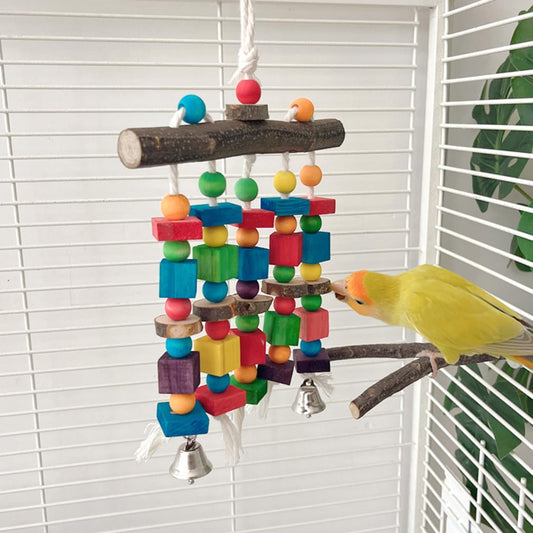 Bird Chewing Toys for Parakeet- Parrot Cage Bites, Wooden Block Cockatiel Toy for Small and Medium Parrots and Birds