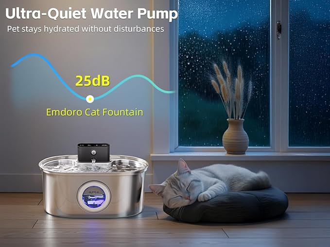 Cat Water Fountain Water Pump - Ultra Quiet Replacement Pump for 3.2L/108oz Cordless Cat Fountain Automatic Pet Water Dispenser