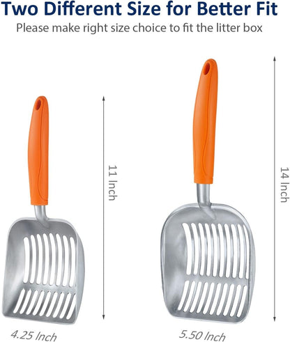 WePet Cat Litter Scoop, Aluminum Alloy Sifter, Kitty Metal Scooper, Deep Shovel, Long Handle, Poop Sifting, Kitten Pooper Lifter, Durable, Heavy Duty, for Litter Box