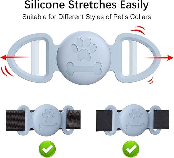 2 Pack Case for Airtag Dog Cat Collar Holder, Soft Silicone Anti-Lost Waterproof Protective Case Compatible with Apple Airtag, for Pet Dog Cat Collars Holder