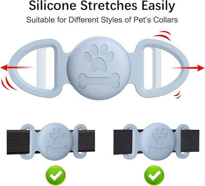 2 Pack Case for Airtag Dog Cat Collar Holder, Soft Silicone Anti-Lost Waterproof Protective Case Compatible with Apple Airtag, for Pet Dog Cat Collars Holder