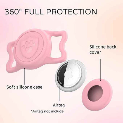 for Airtag Dog Collar Holder – (2 Pack) IP68 Waterproof Dog Air Tag Holder for Dog Collar, Anti-Lost & Durable Silicone Case, Compatible with Apple AirTags (Black & Pink)