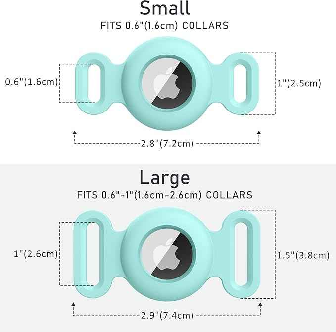2 Pack Case for Airtag Dog Cat Collar Holder, Soft Silicone Anti-Lost Waterproof Protective Case Compatible with Apple Airtag, for Pet Dog Cat Collars Holder