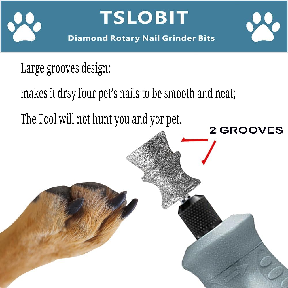 Diamond Dremel Dog Nail Grinder Attachment,1/8'' Pet Nail Grinder Wheel for Dremel Dog Nail Grinder, Diamond Rotory Bit for Dogs&Pets Nail Care,2-Pack（Large V）
