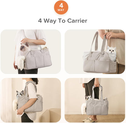 Dog Carriers for Small Dogs, Soft Sided Folding Small Dog Carrier for Dogs Medium Cats Puppies up to 13 Lbs, Washable Breathable Puppy Carrie Carrier for Outdoor Travel (Small Gray)