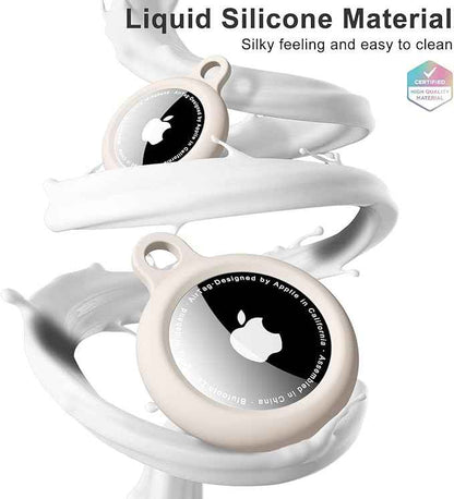oakxco Beige Airtag Keychain Silicone, Airtag Holder with Key Ring, Air Tag Cover Cute Accessories for Kids, Luggage, Car Dog Collar, Car, Compatible with Apple Airtag Case Waterproof, Cream Stone