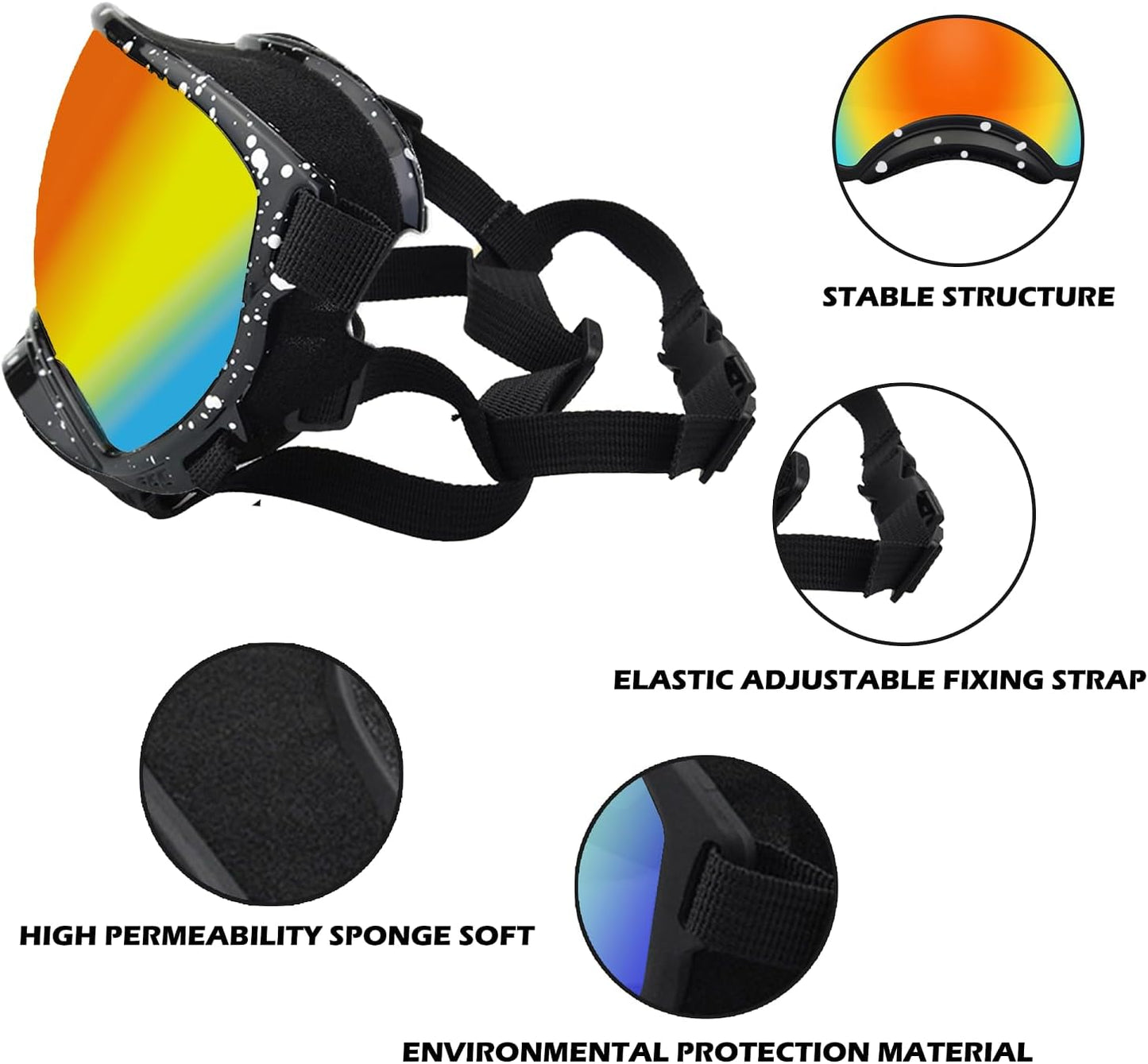 Medium Dog Sunglasses with Adjustable Strap UV Protection, Winproof Dog Puppy Sunglasses, Suitable for Medium Dog Pet Glasses, Dogs Eyes Protection,Soft Dog Goggles