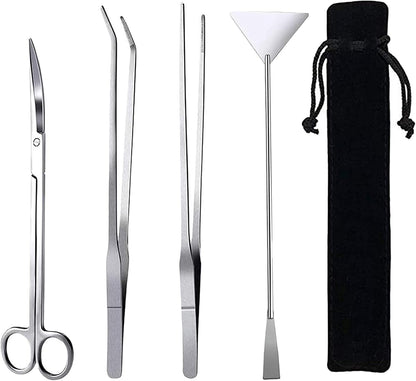 15in Aquascaping Tools, 4 in 1 Long Aquarium Tweezers Scissors Spatula, Stainless Steel Aquatic Plants Aquascaping Tools Set for Fish Starter Kits, Aquariums Tank and Terrarium
