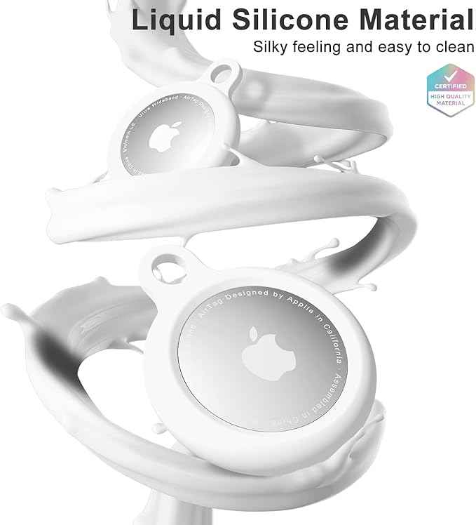 oakxco for Airtag Keychain Silicone, Airtag Holder with Key Ring, Air Tag Cover Cute Accessories for Kids, Luggage, Car Dog Collar, Car, Compatible with Apple Airtag Case Waterproof Tracker, White