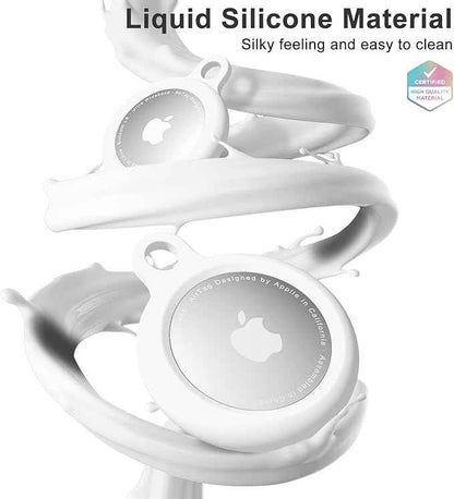 oakxco for Airtag Keychain Silicone, Airtag Holder with Key Ring, Air Tag Cover Cute Accessories for Kids, Luggage, Car Dog Collar, Car, Compatible with Apple Airtag Case Waterproof Tracker, White