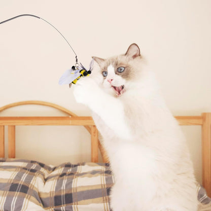 JXFUKAL Cat Feather Toy Refills, 6Pcs Simulation Bird Mouse Bee Worm Feather Cat Lures Wand Attachment Replacement for Kitty Kitten Indoor Cats Accessories