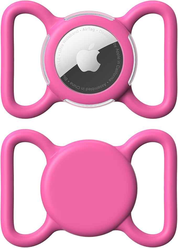 Waterproof Airtag Holder for Dog Collar, Soft Full-Body Protective Airtag Holder for Dog & Cat Collars, Ultra-Durable, Easy Installation, Lightweight Clear Airtag Case (Rose, Large)