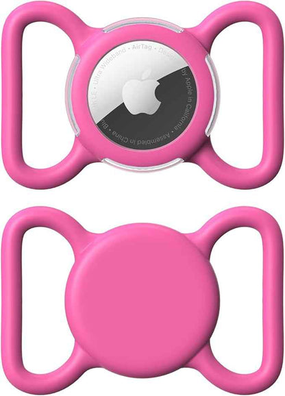 Waterproof Airtag Holder for Dog Collar, Soft Full-Body Protective Airtag Holder for Dog & Cat Collars, Ultra-Durable, Easy Installation, Lightweight Clear Airtag Case (Rose, Large)