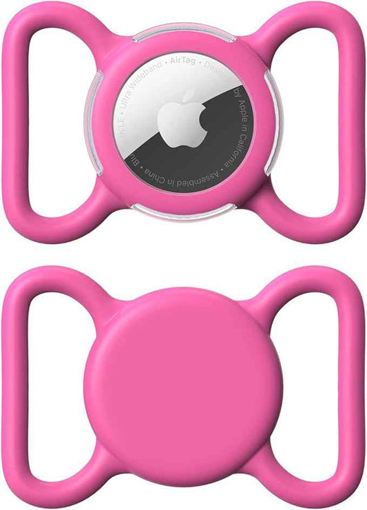 Waterproof Airtag Holder for Dog Collar, Soft Full-Body Protective Airtag Holder for Dog & Cat Collars, Ultra-Durable, Easy Installation, Lightweight Clear Airtag Case (Rose, Large)