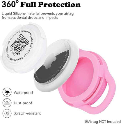 QR Code Pet Tracker Case for Collars - Waterproof Silicone Holder for Small Dogs Cats, Lightweight Reusable ID Tag (Blue, S)