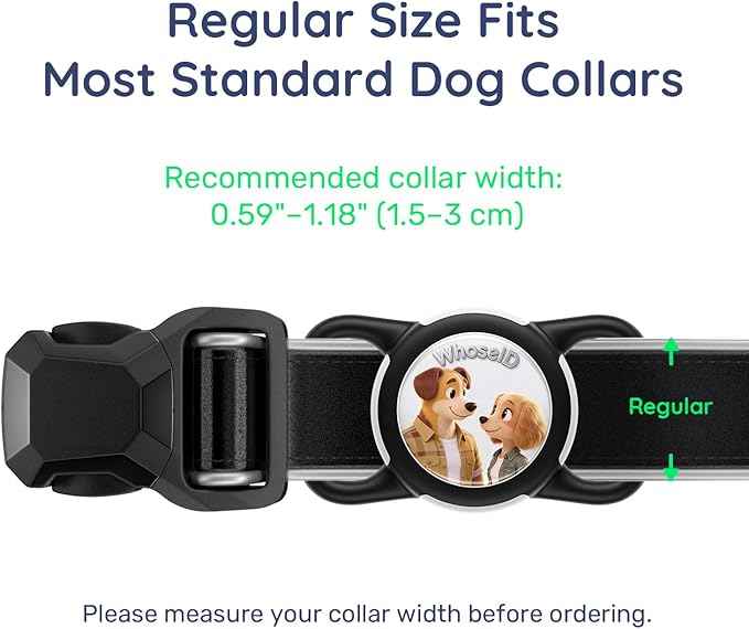 Dog AirTag Holder for Dog Collar, Soft Silicone Slide-On Case for Apple AirTag, No-Dangle Quiet Protective Holder with Eye-Catching Pet Character Designs, Black-Pawsome Pair