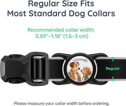 Dog AirTag Holder for Dog Collar, Soft Silicone Slide-On Case for Apple AirTag, No-Dangle Quiet Protective Holder with Eye-Catching Pet Character Designs, Black-Pawsome Pair