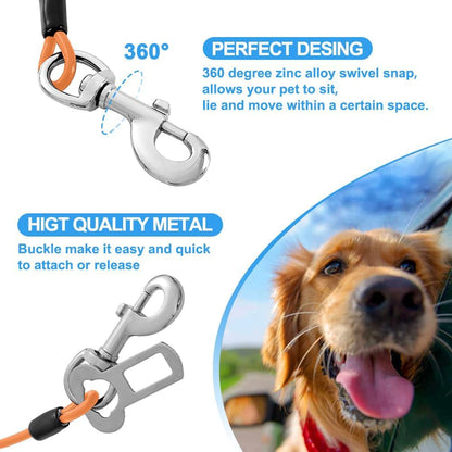 Dog Seat Belt Harness for Car,Dog Seatbelt of Coated Wire Leash Safety Restraint,No Chew Tether Cable Vehicle,Double Clips & Latch(Orange, 24 inch/60 CM)
